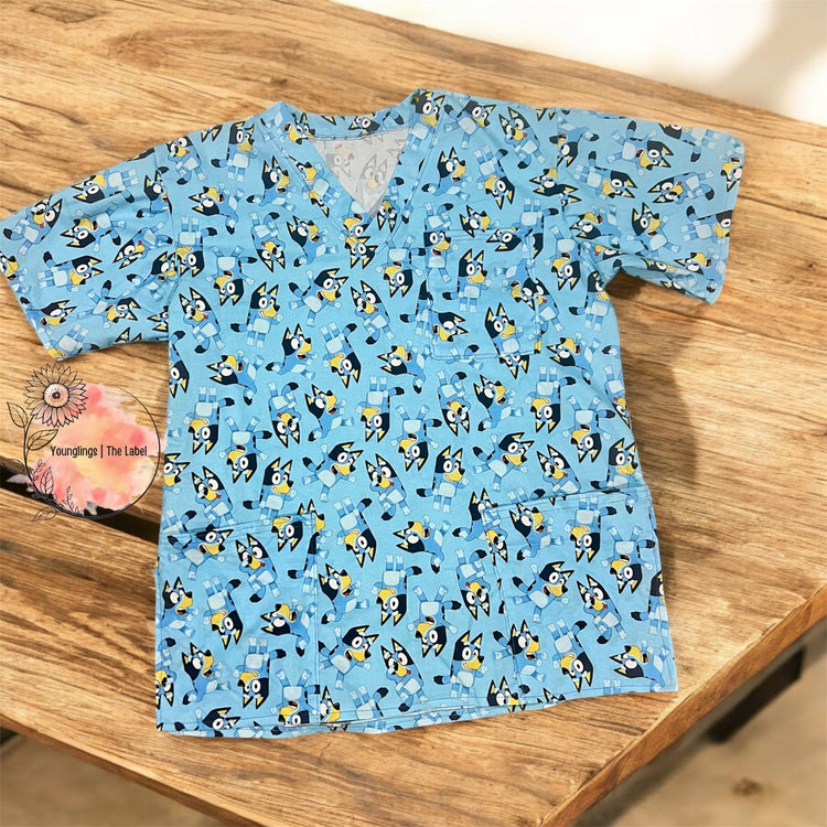 Bluey Allover Scrub Top