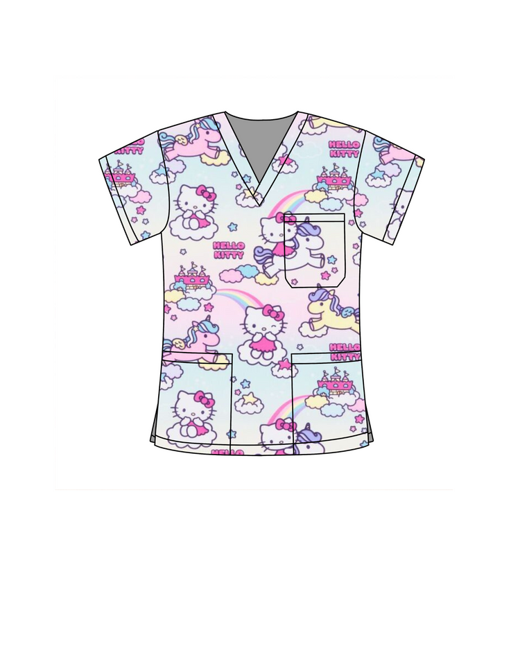 Kitty Unicorn Scrub Top