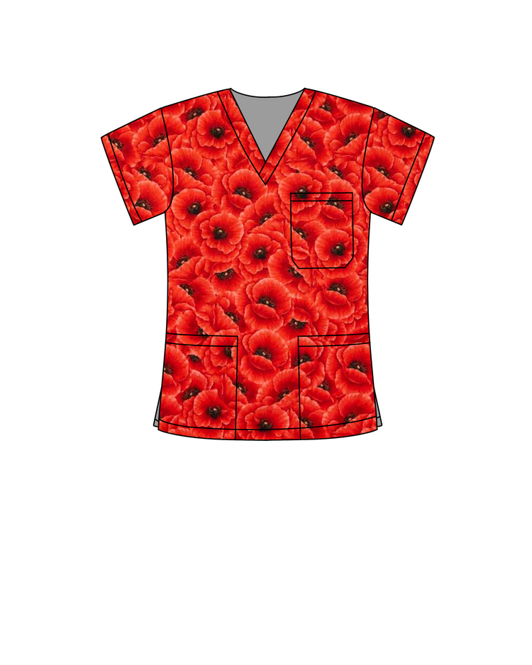 Poppies Scrub Top