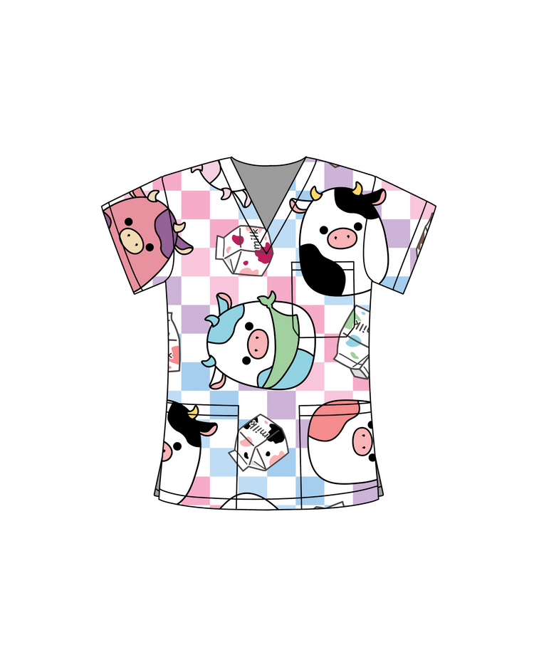 Squish Moos Scrub Top