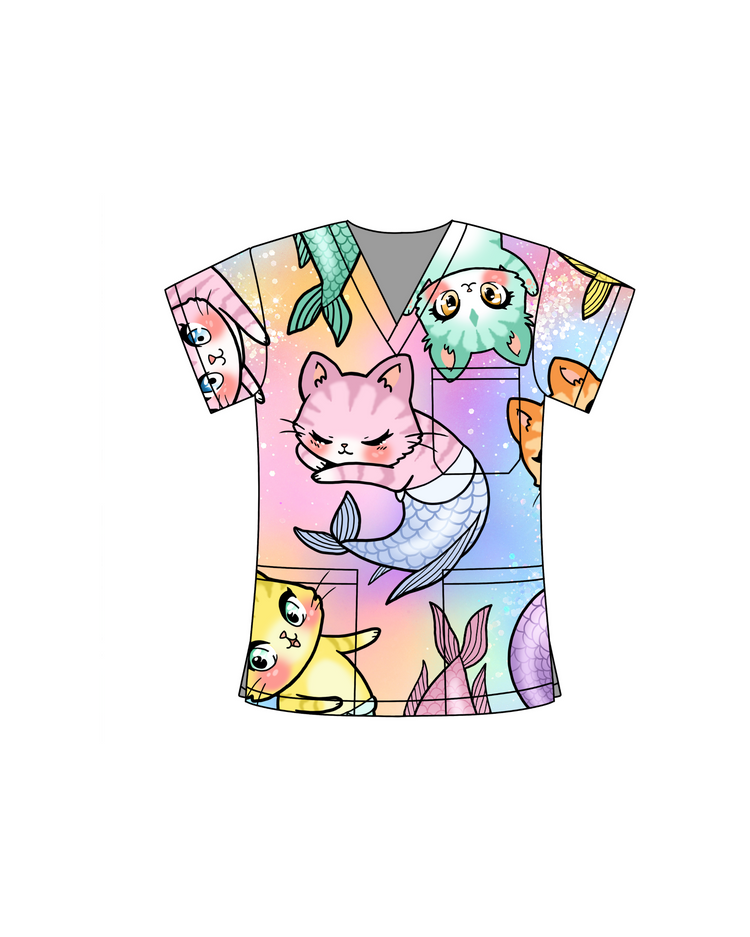 MerCat Scrub Top