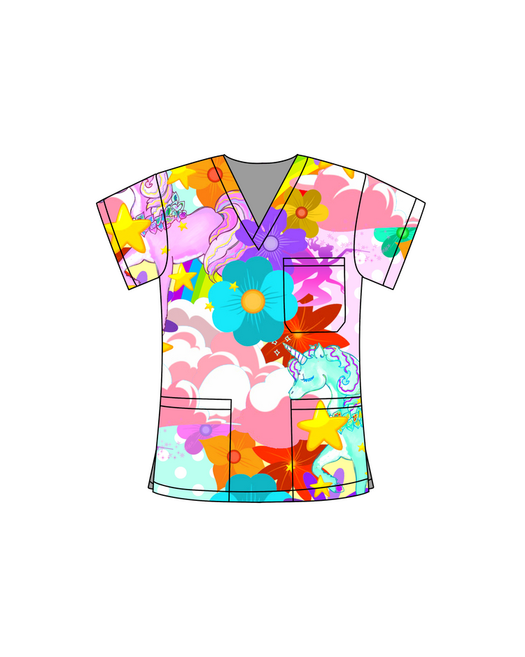 Unicorn Smash Scrub Top