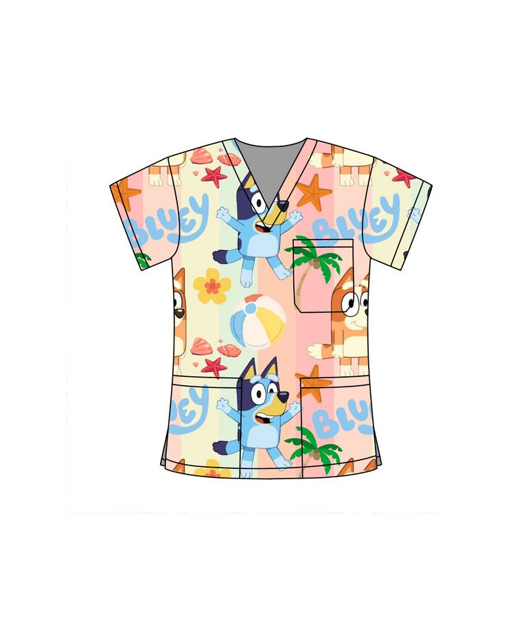 Summer Vibes Scrub Top