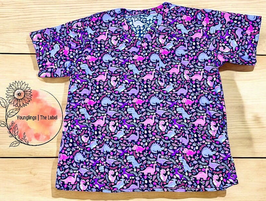 Purple Dinos Scrub Top