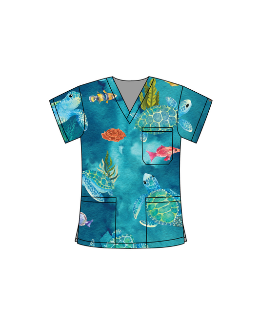 Turtle Cove Scrub Top