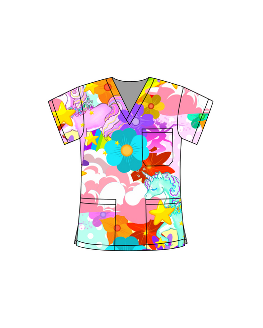 Unicorn Smash Scrub Top